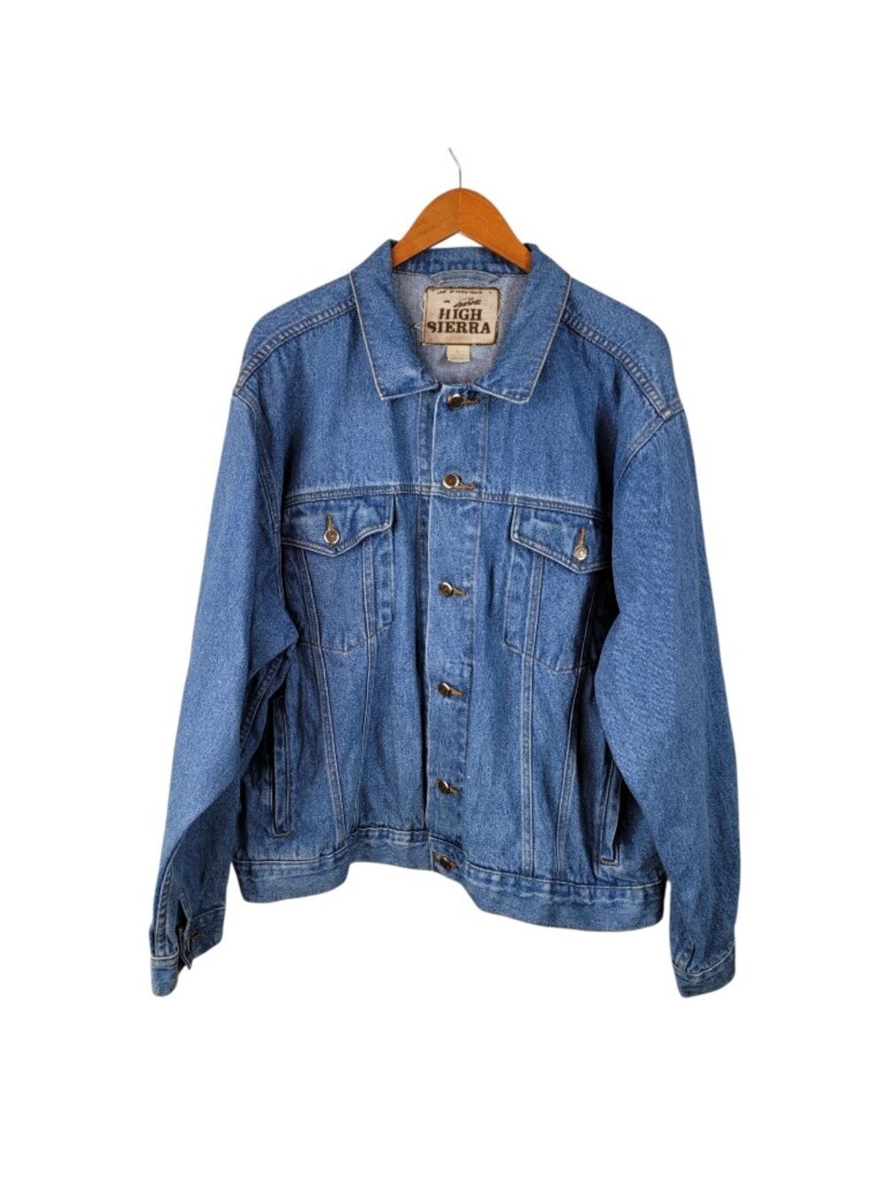 Vintage High Sierra Jean Denim Jacket Men's Size XL Trucker Light Wash Unlined